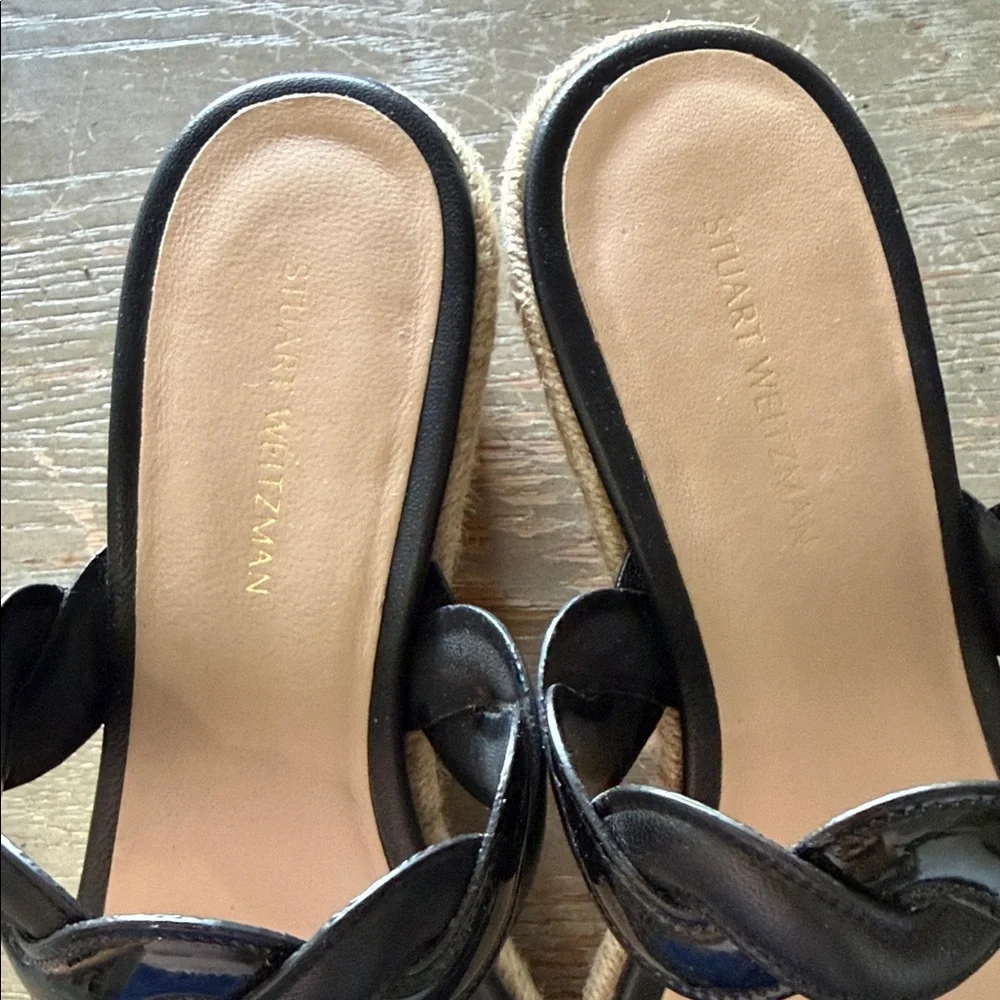 Stuart Weitzman Black Braided Double-Band Slide Mules - Picture 5 of 7